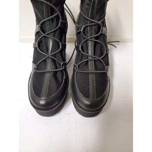 Steve Madden Atomic Wedge Lace-Up Bootie in Black Leather - Picture 8 of 11